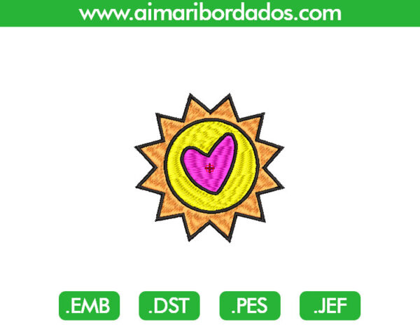 Sol Corazón para Bordado