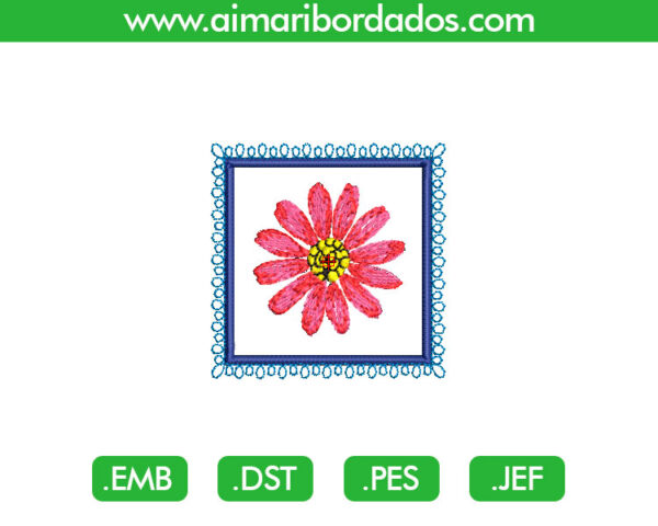 Flor en Marco Bordado