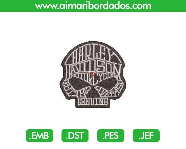 Calavera Harley Davidson Bordado