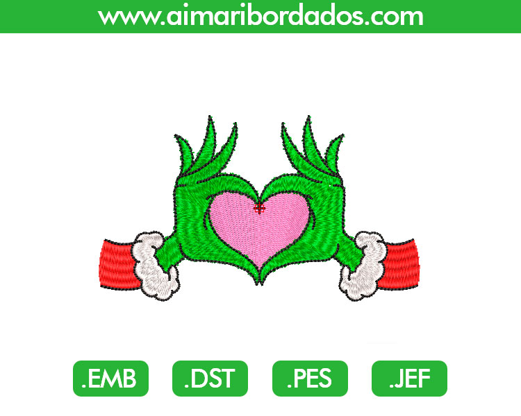 Grinch Corazón Bordado